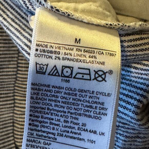 New Mens Size Medium Gap Easy Short Blue Hickory Stripe 8" Inseam Linen Blend - Picture 10 of 11